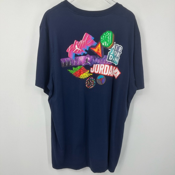 Jordan Other - Jordan Navy Blue Neon 80s 90s Retro T Shirt Men’s XL 100% Cotton